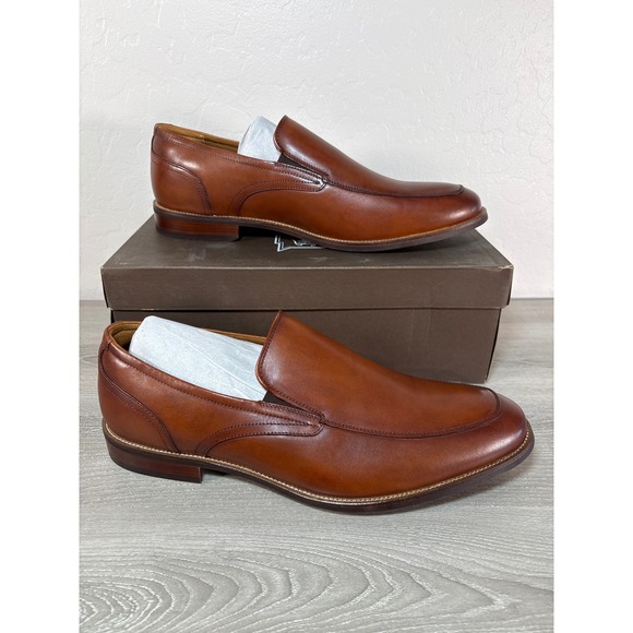 Florsheim Rucci MOC Slip On Cognac Brown Leather Dress Shoes Men's Size 13 WIDE